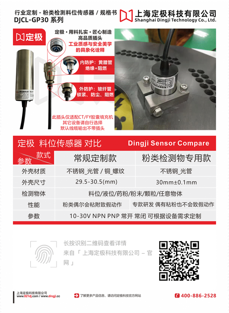 图片[2]-上海定极科技料位传感器接近开关DJCL-GP30L80B25N2-W5胶囊填充机等粉类粉末液位检测-定极科技